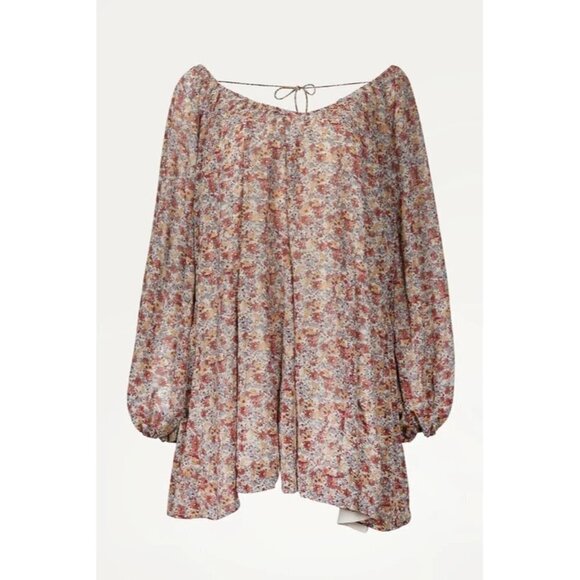 Storia Floral Mini Dress in Pink and Cream - Picture 12 of 13